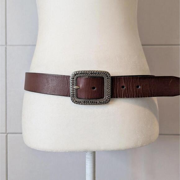 Fossil classic leather belt with Western rhinestone buckle - Picture 1 of 6